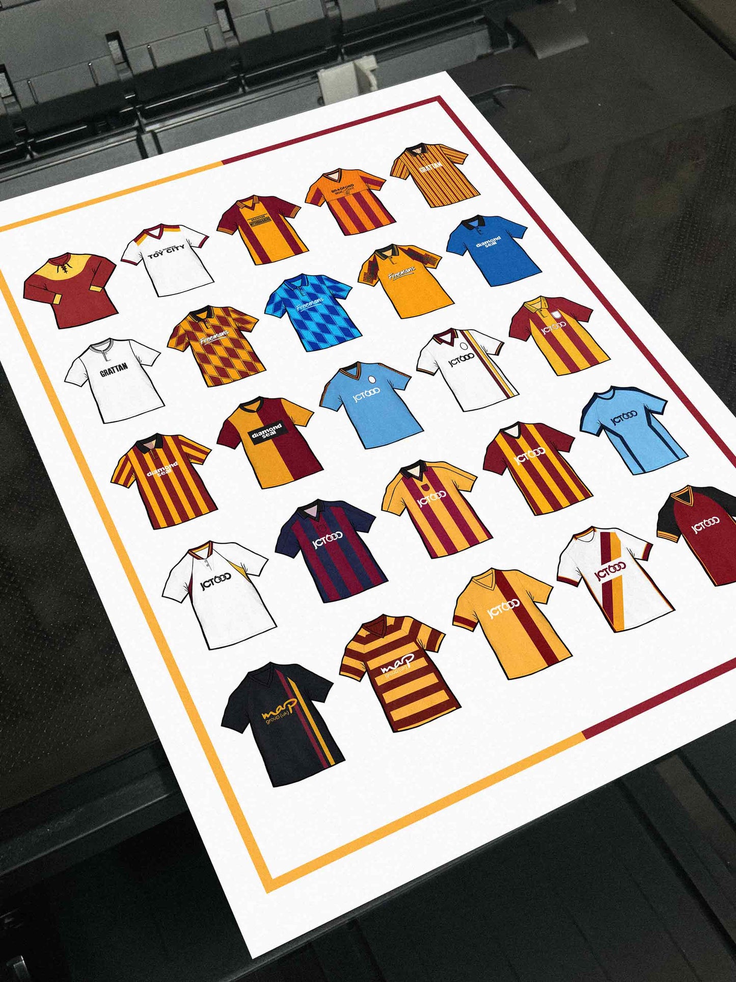 Bradford Retro Shirts Football Print