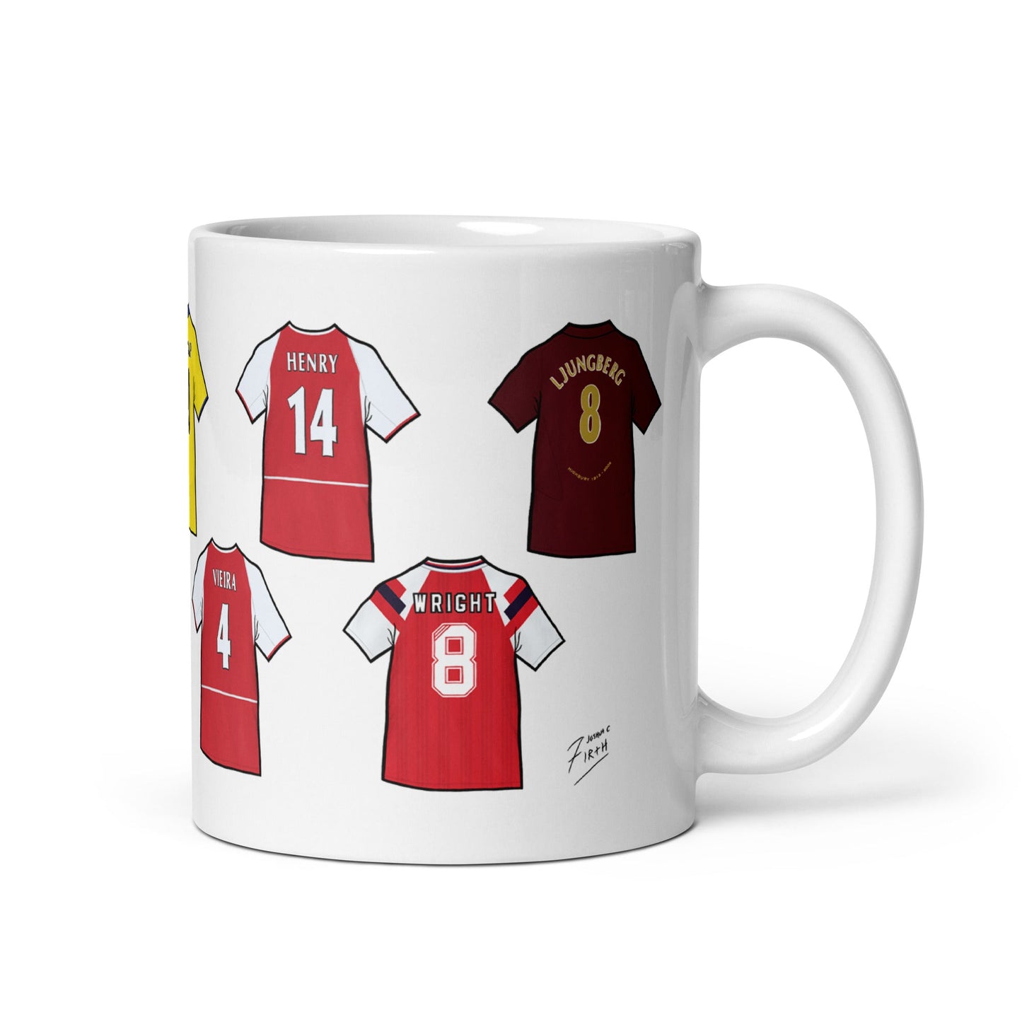 Gunners Legends Shirts Illustrated Handmade Ceramic Football Mug
