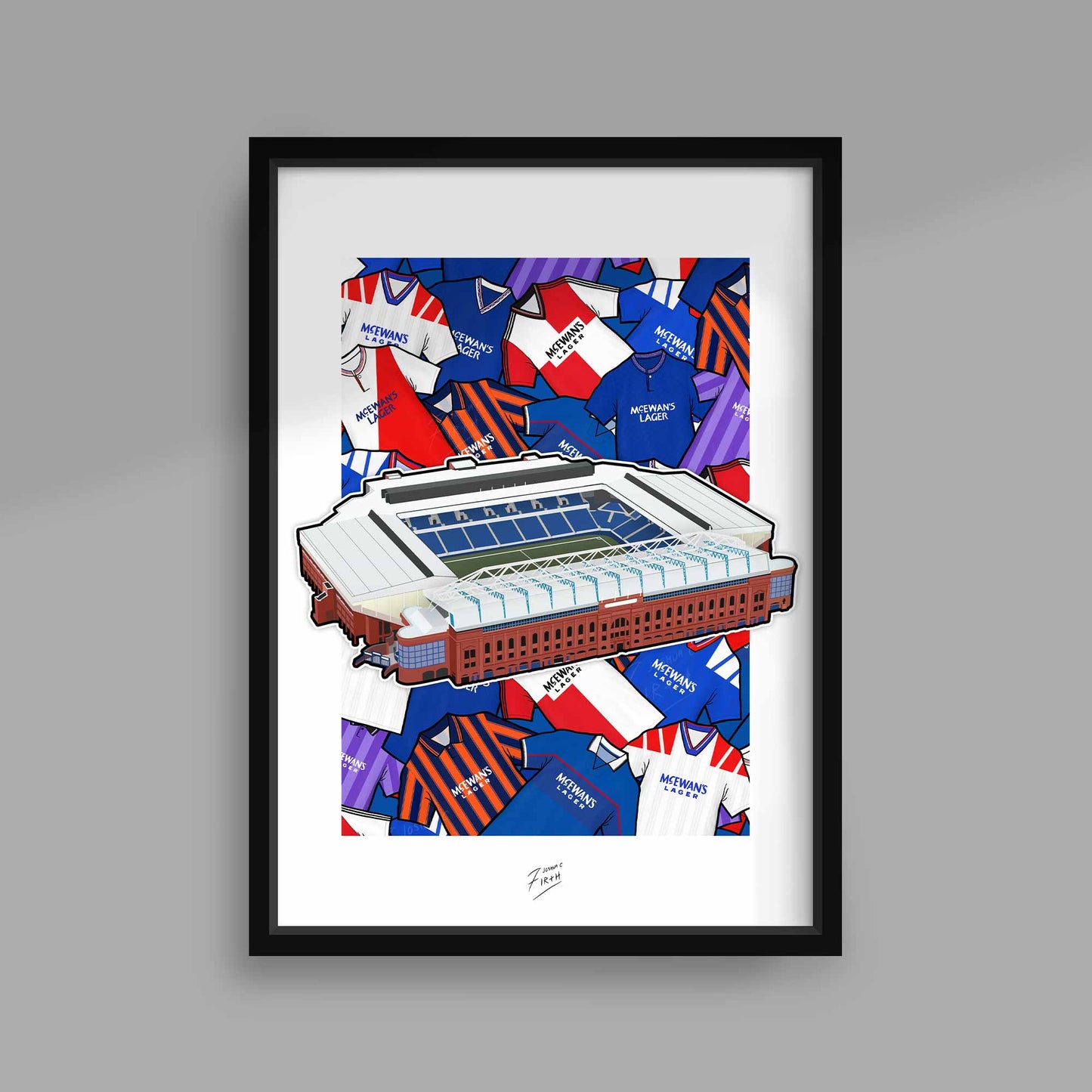 Ibrox Stadium Inspired Memorabilia Poster Print