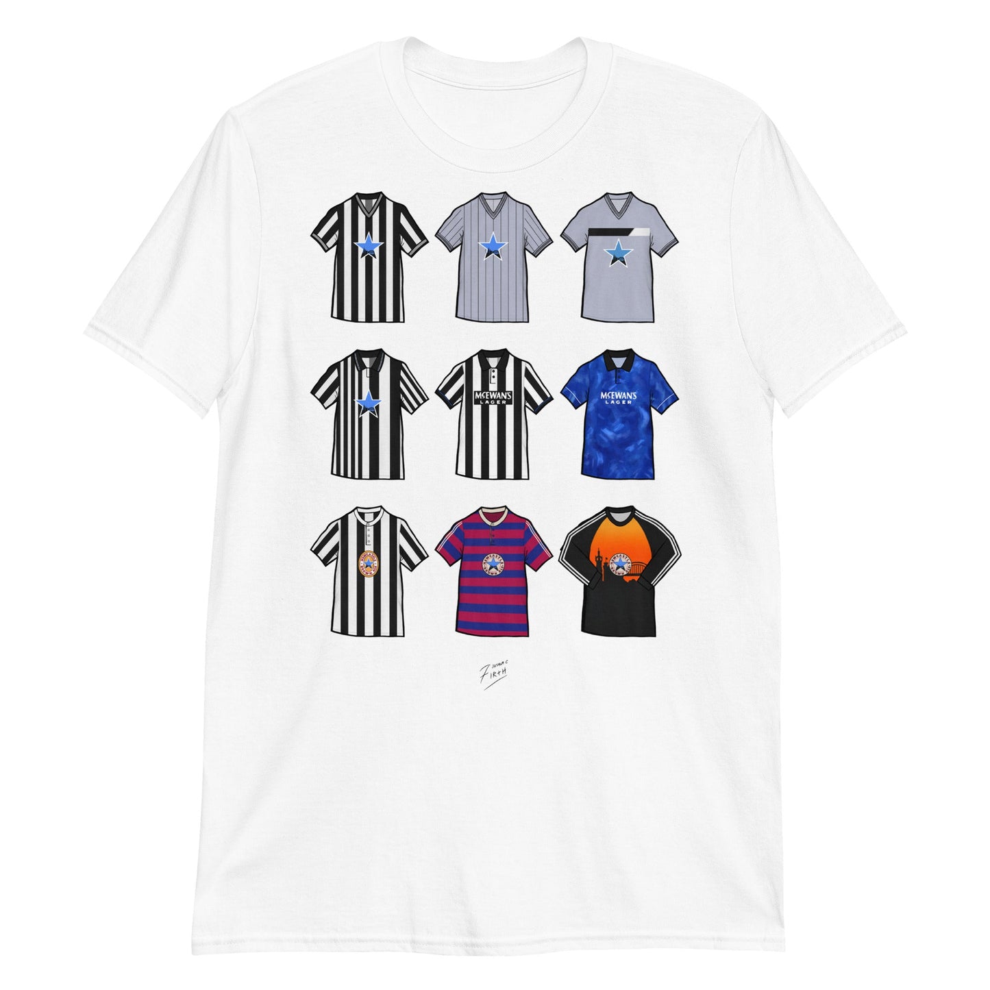 Newcastle Retro Shirts Illustrated Football T-Shirt