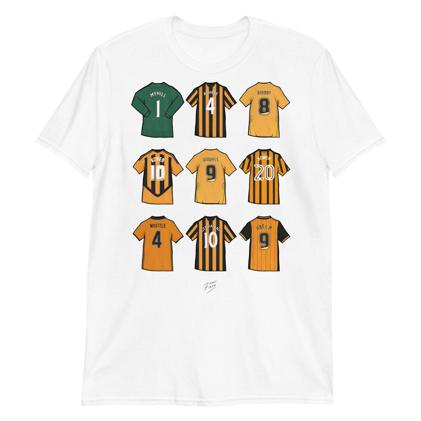 Hull Legends of the Tigers Illustrated Football Themed T-Shirt