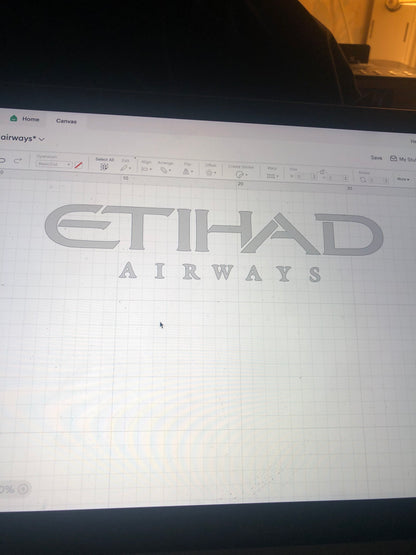 Etihad Airways Football Shirt Vinyl Heat Press Print