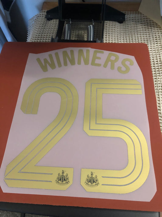 Newcastle United Carabao Cup Final ‘winners 25’ nameset heat transfer