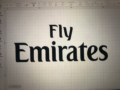 Fly Emirates Football Shirt Sponsor Vinyl Heat Transfer