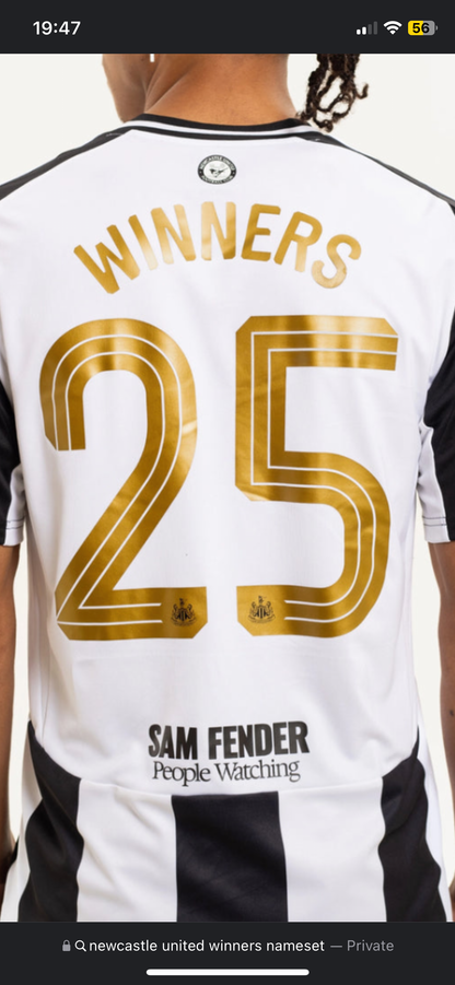 Newcastle United Carabao Cup Final ‘winners 25’ nameset heat transfer