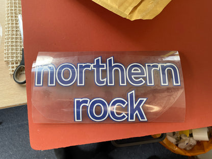 Northern Rock Vinyl Football Shirt Heat Transfer Replacement Sponsor