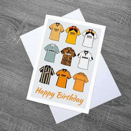 Hull Retro Shirts Birthday, Fathers Day, Mothers Day Football Card With Envelope