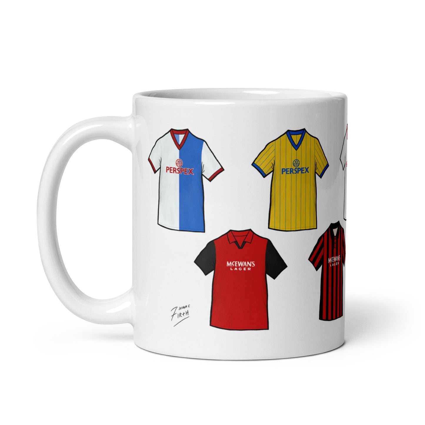 Blackburn Retro Shirts Illustrated Ceramic Football Mug