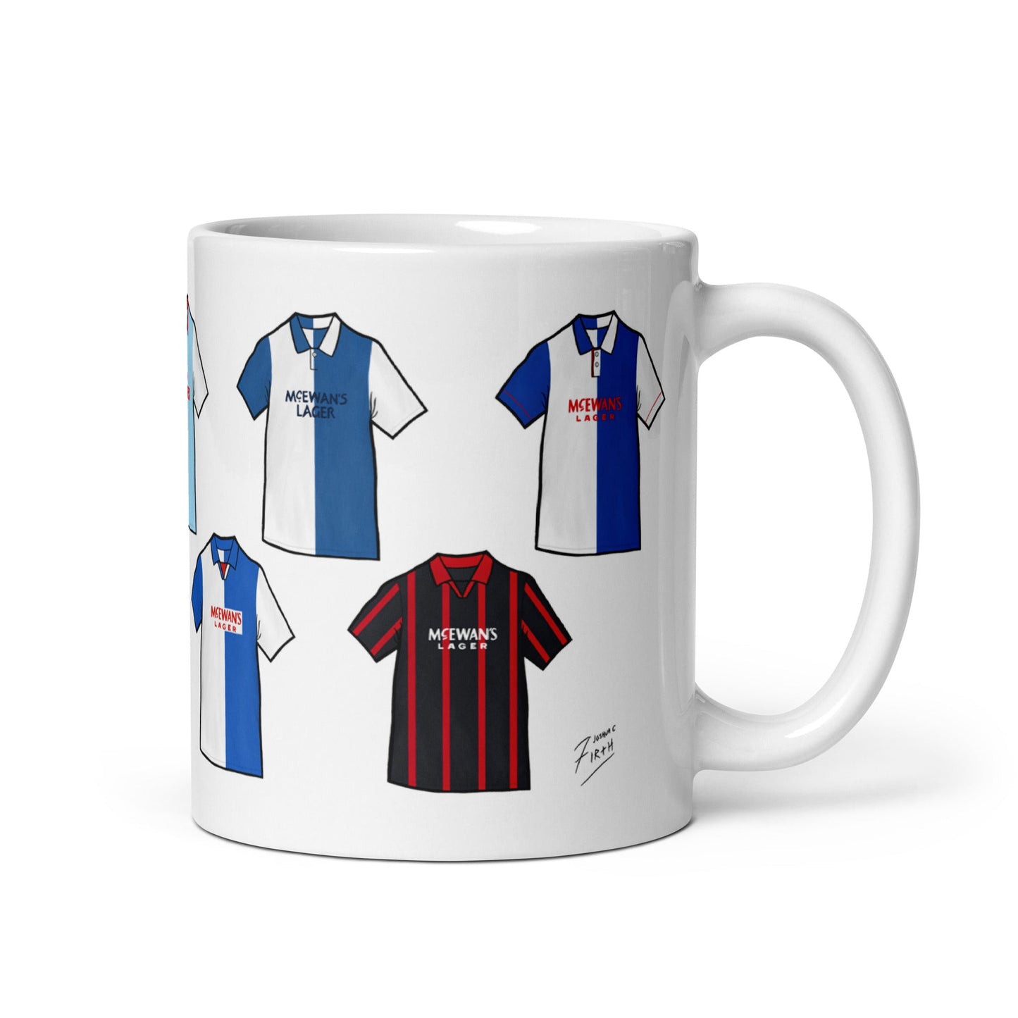Blackburn Retro Shirts Illustrated Ceramic Football Mug
