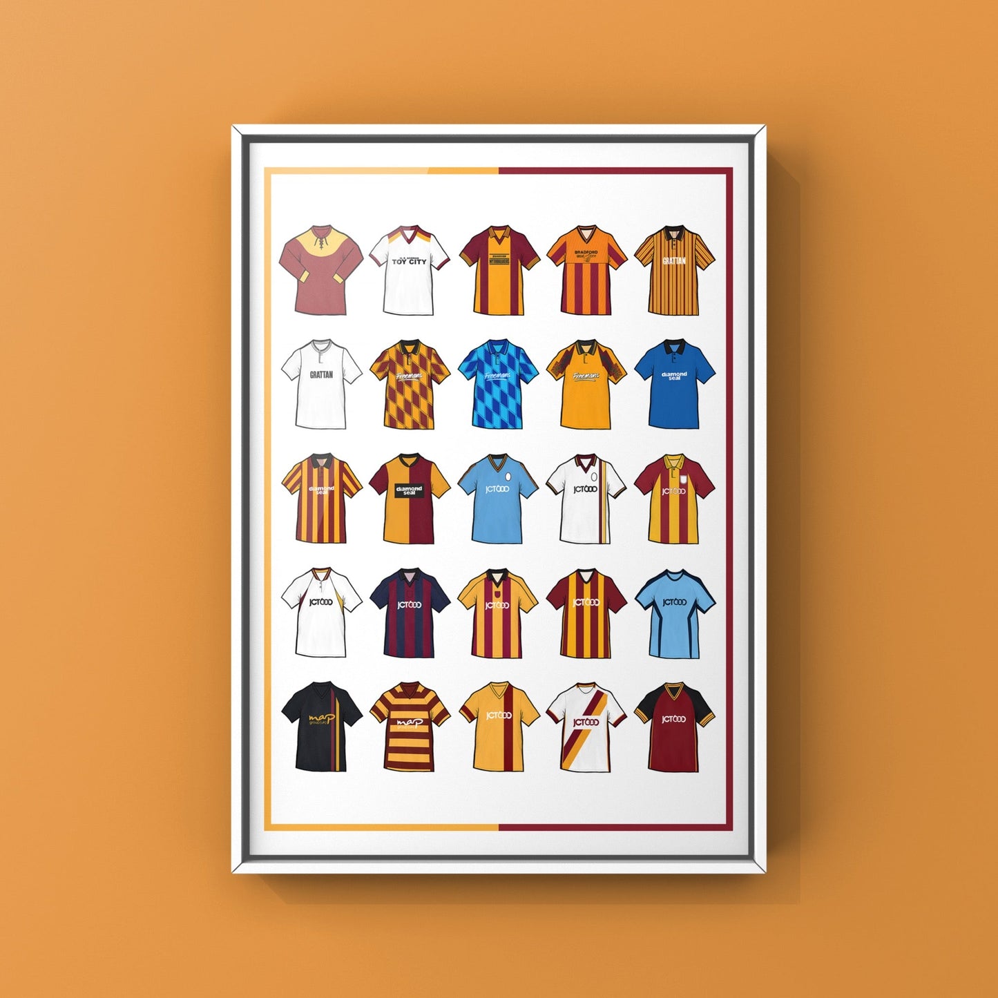 Bradford Retro Shirts Football Print