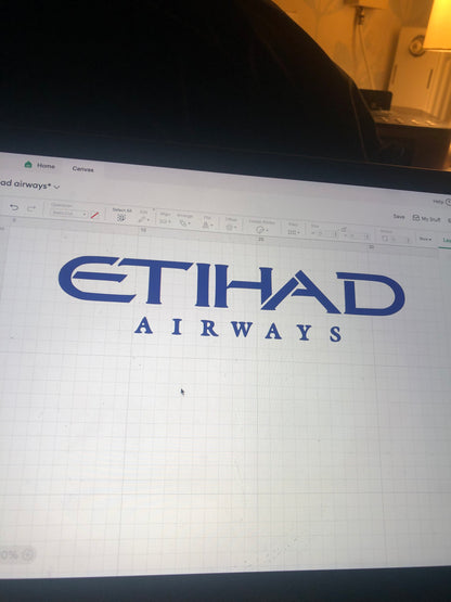 Etihad Airways Football Shirt Vinyl Heat Press Print