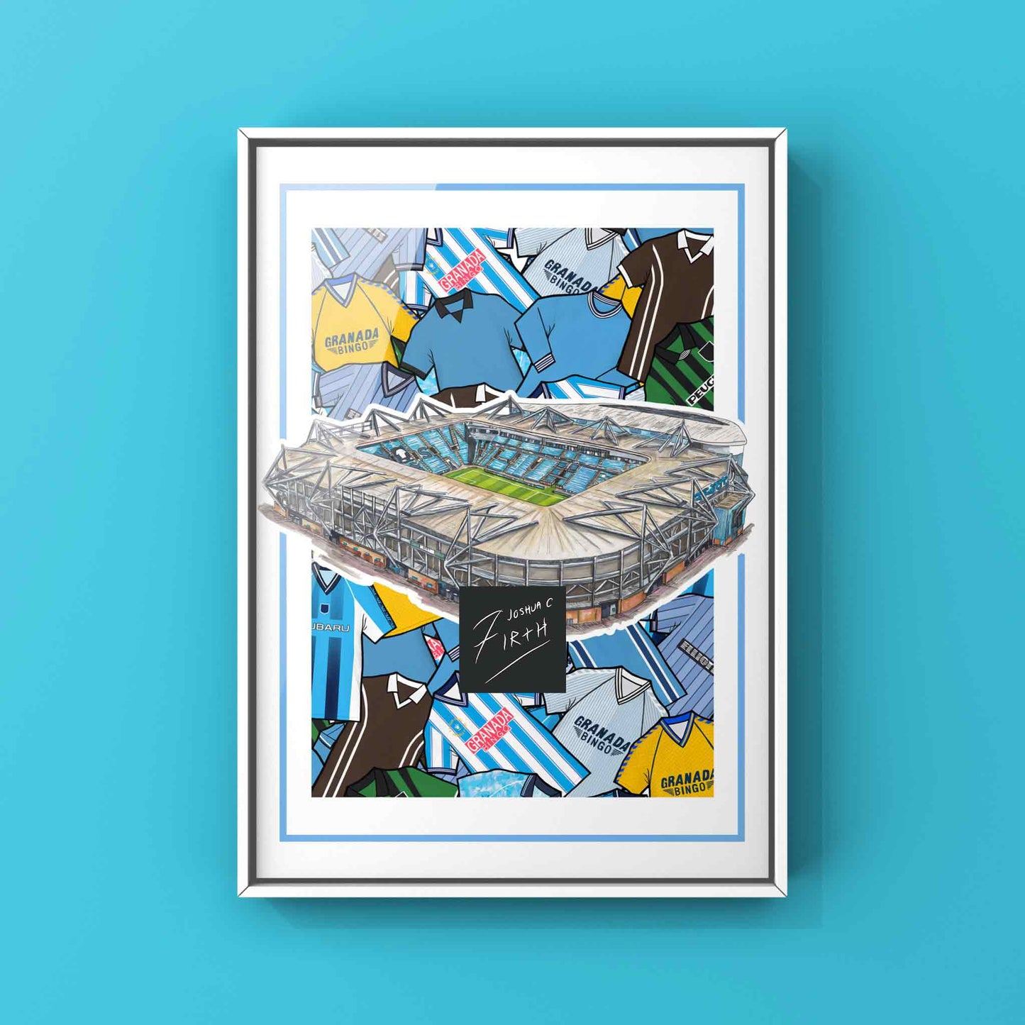 Coventry Kit Collage Retro Shirts & Stadium Football Print