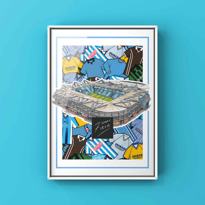 Coventry Kit Collage Retro Shirts & Stadium Football Print