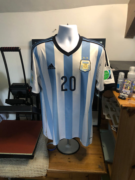 Argentina 2014 World Cup Home Shirt, Aguero 20