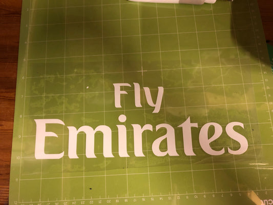 Fly Emirates Football Shirt Sponsor Vinyl Heat Transfer