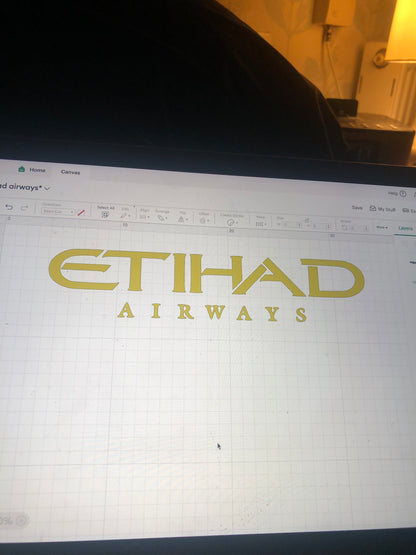 Etihad Airways Football Shirt Vinyl Heat Press Print