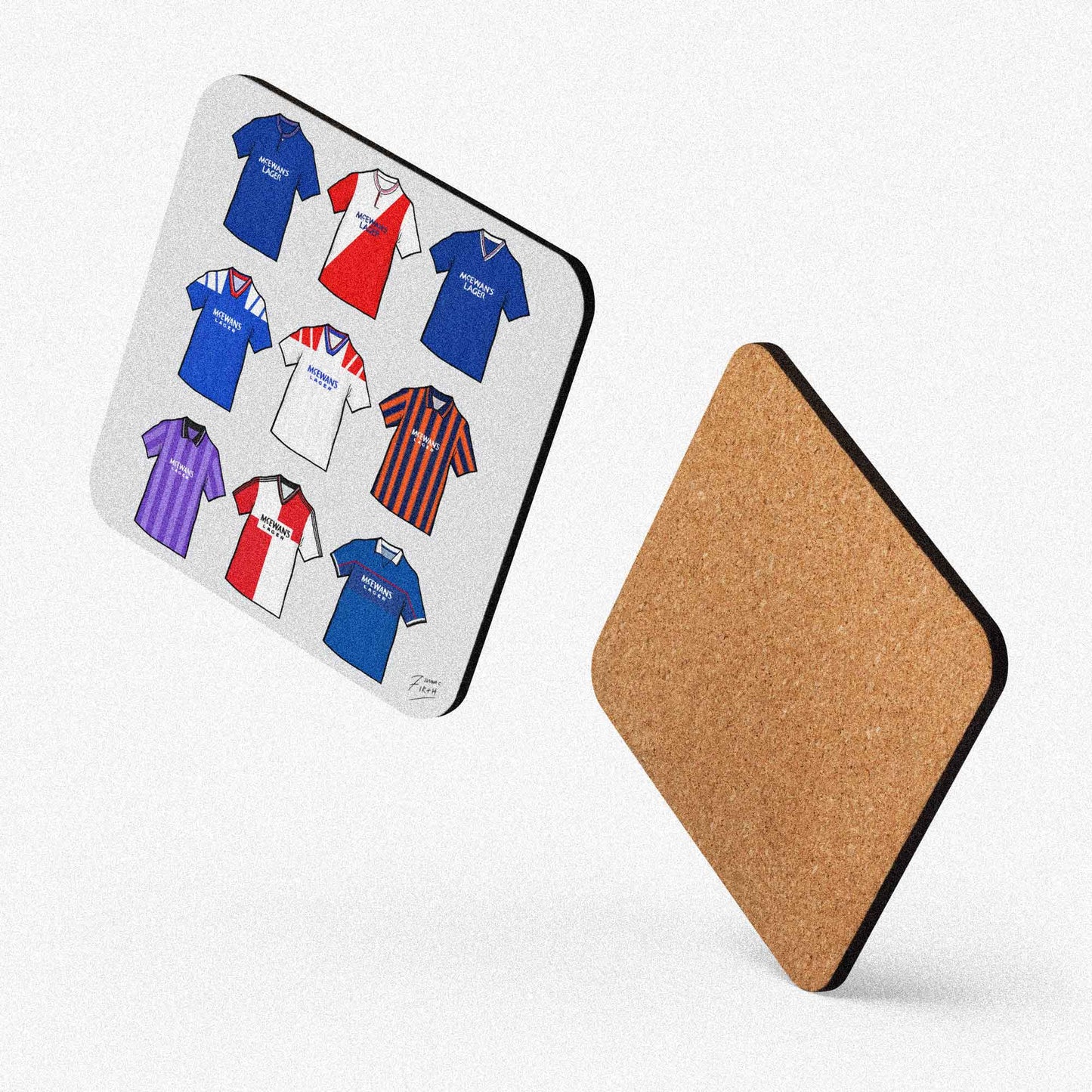 Rangers Retro Shirts Memorabilia Hand Sublimated Football Coaster