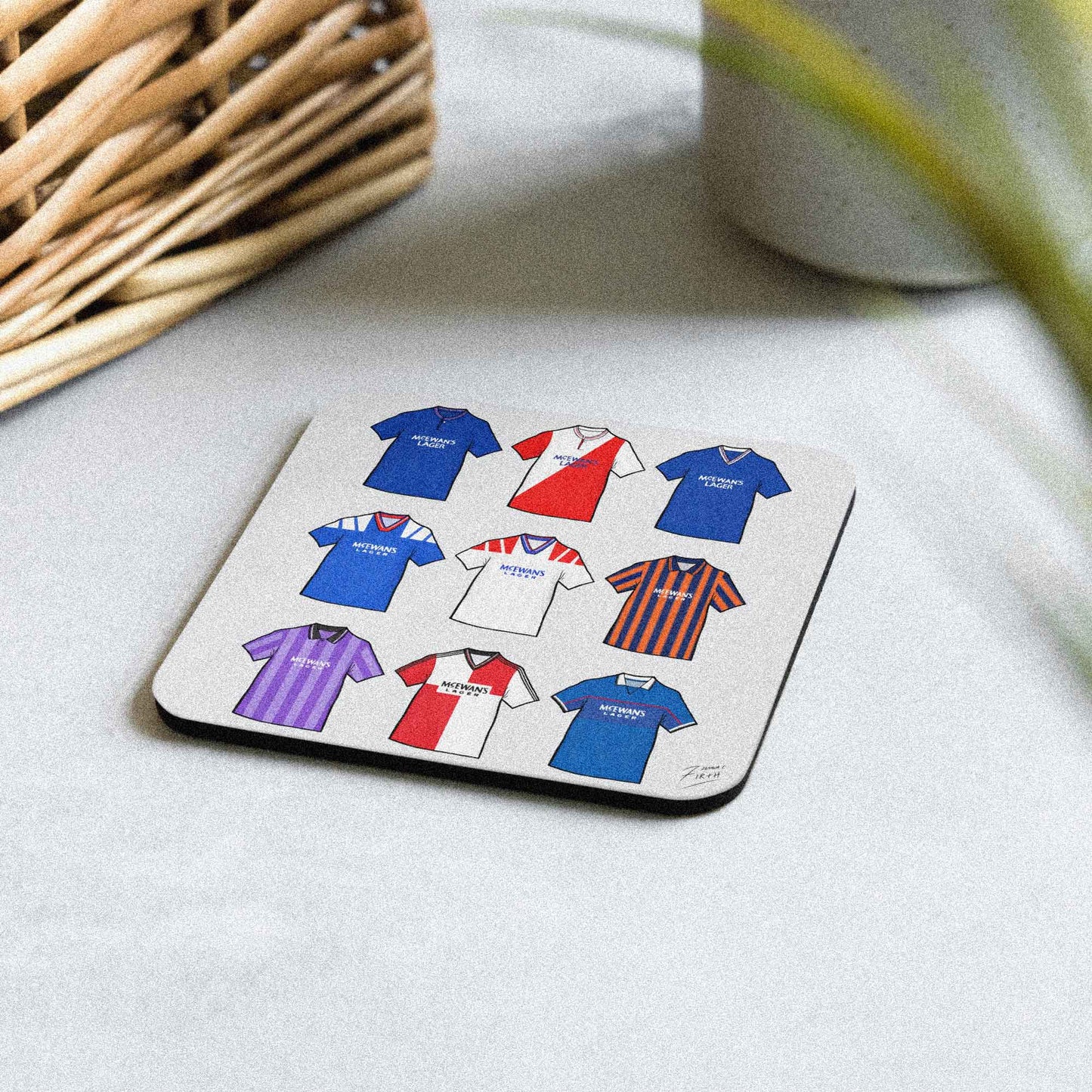 Rangers Retro Shirts Memorabilia Hand Sublimated Football Coaster