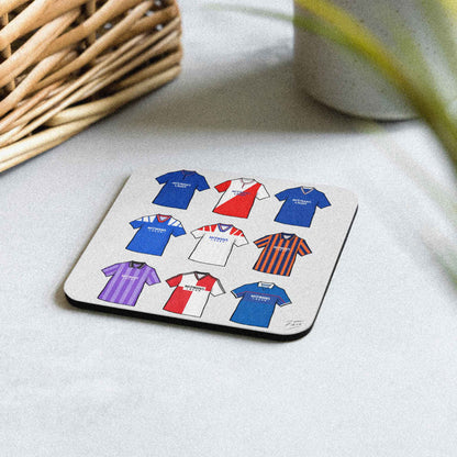Rangers Retro Shirts Memorabilia Hand Sublimated Football Coaster