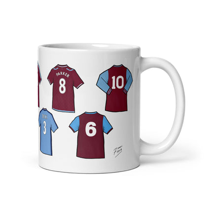 West Ham Legend Shirts Illustrated Handmade Ceramic Football Mug