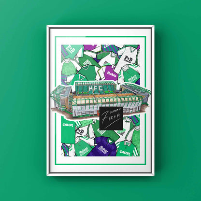 Hibernian Kit Collage Retro Shirts & Stadium Football Print