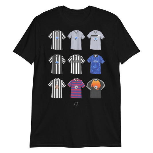 Newcastle Retro Shirts Illustrated Football T-Shirt
