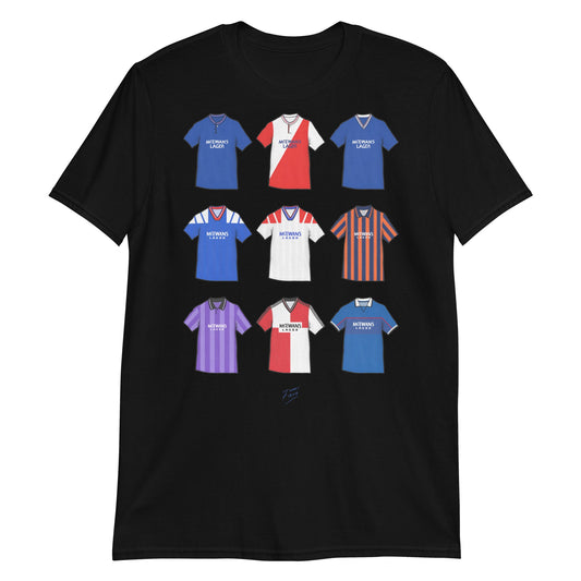Rangers Retro Shirts Illustrated Football T-Shirt