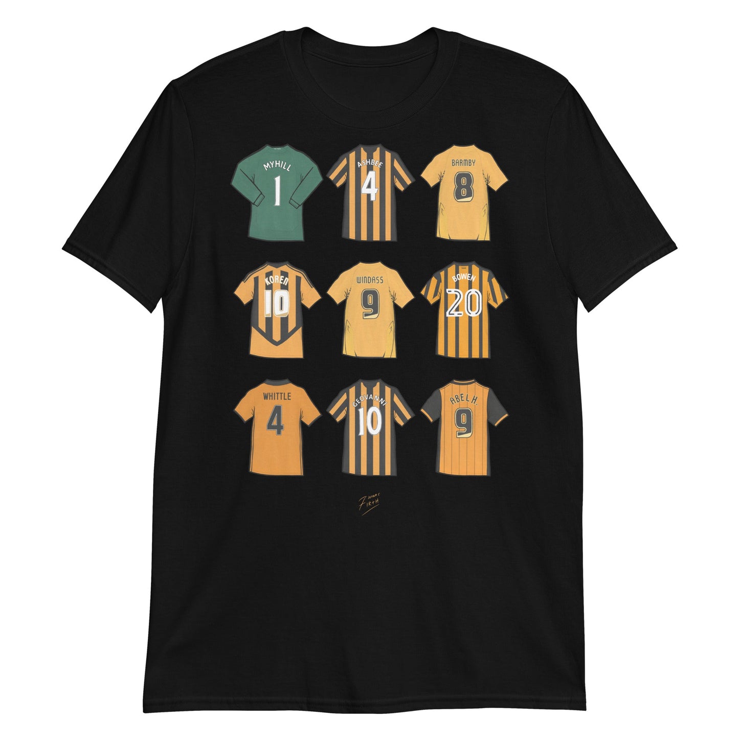 Hull Legends of the Tigers Illustrated Football Themed T-Shirt
