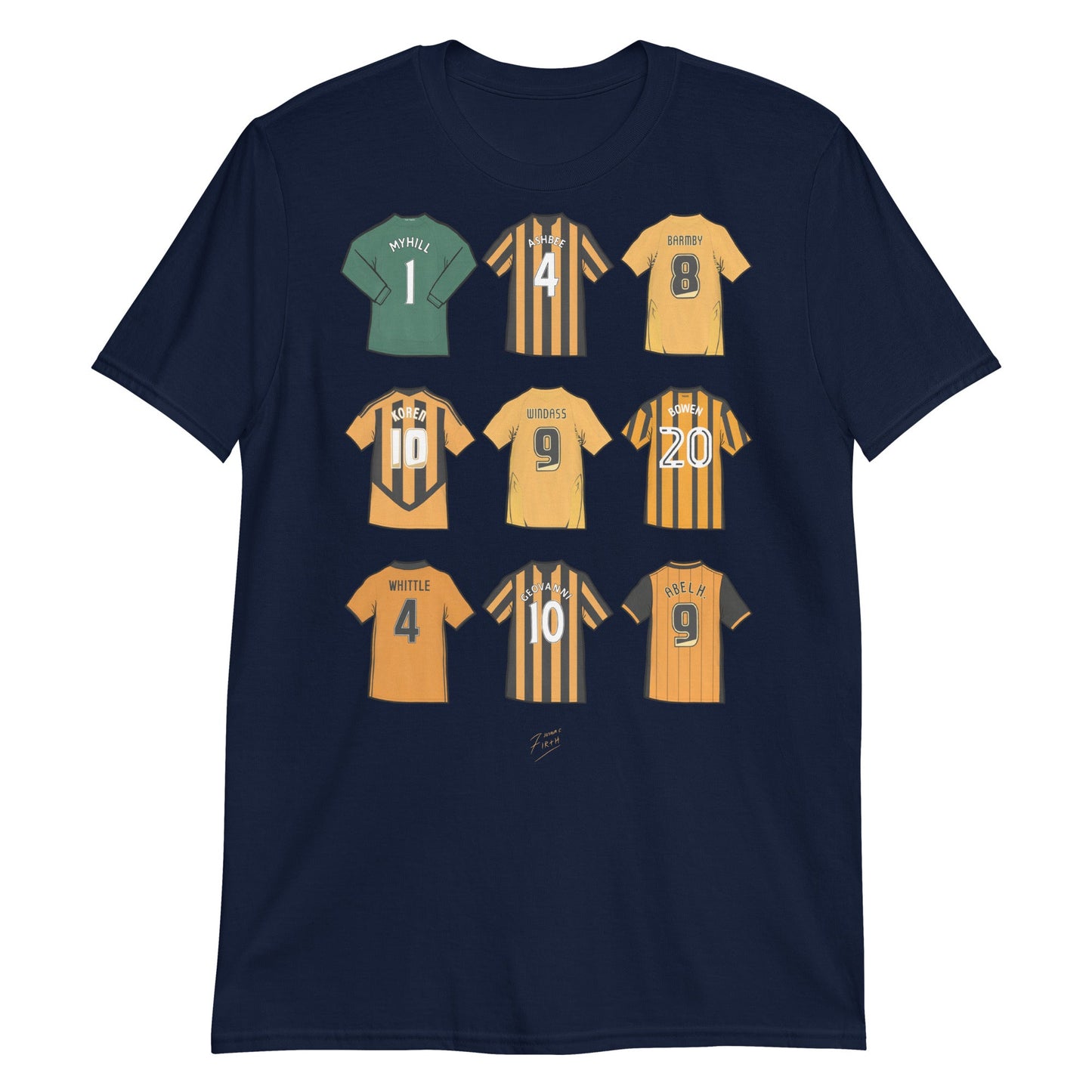 Hull Legends of the Tigers Illustrated Football Themed T-Shirt