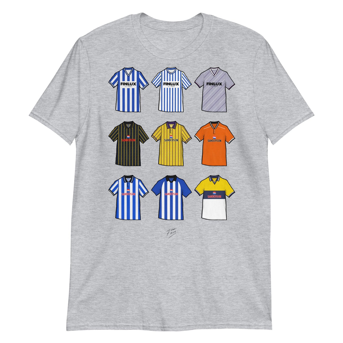 Sheff Wed Retro Shirts Illustrated Football T-Shirt