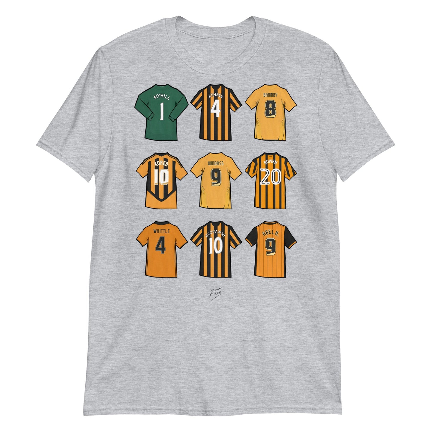 Hull Legends of the Tigers Illustrated Football Themed T-Shirt