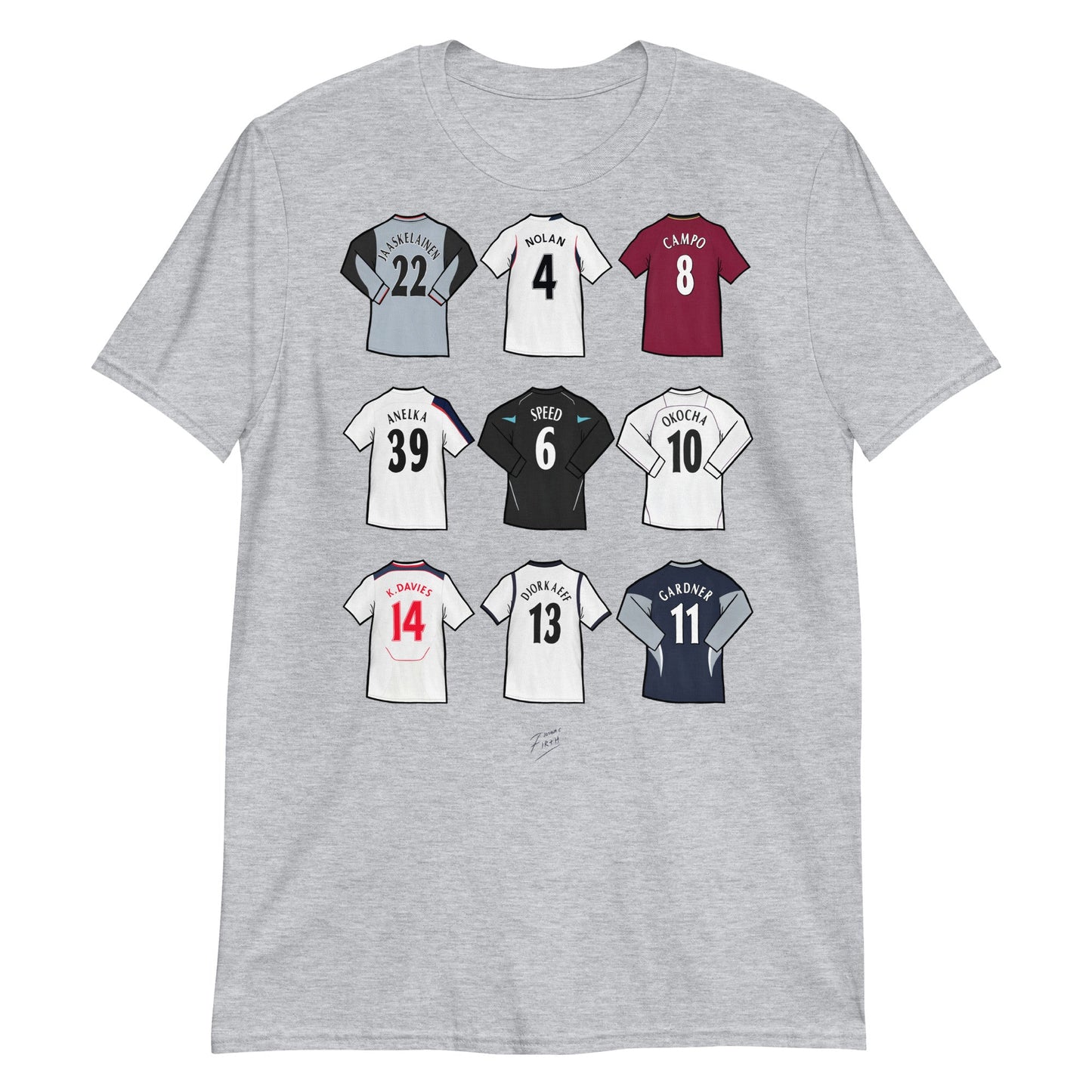 Bolton Legends Shirts Illustrated Football Themed T-Shirt