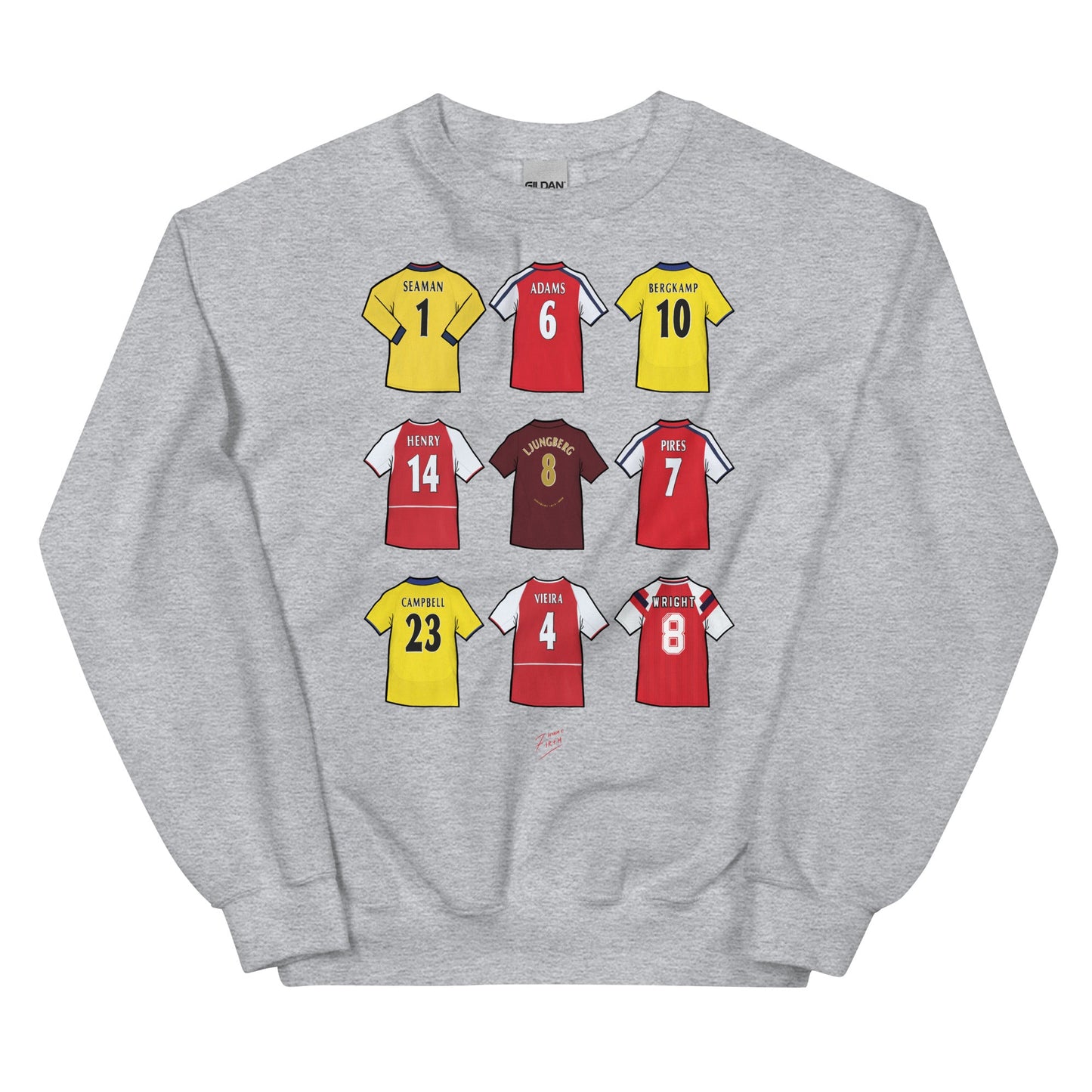 Gunners Legends Shirts Illustrated Football Unisex Sweatshirt