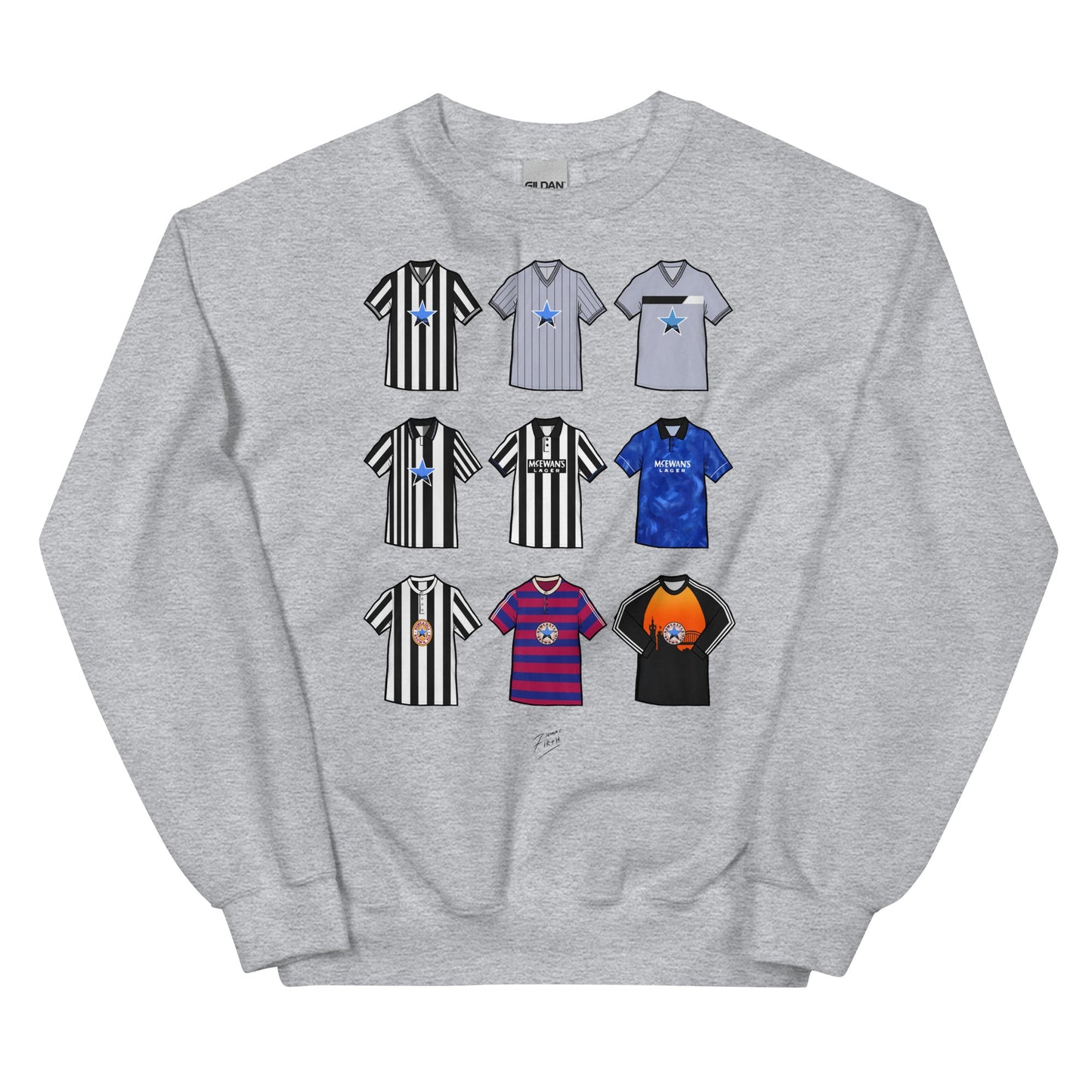 Newcastle Retro Shirts Illustrated Football Sweatshirt