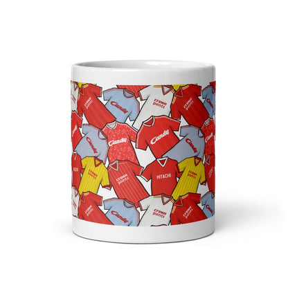 Liverpool Retro Shirts Collage Illustrated Ceramic Football Mug