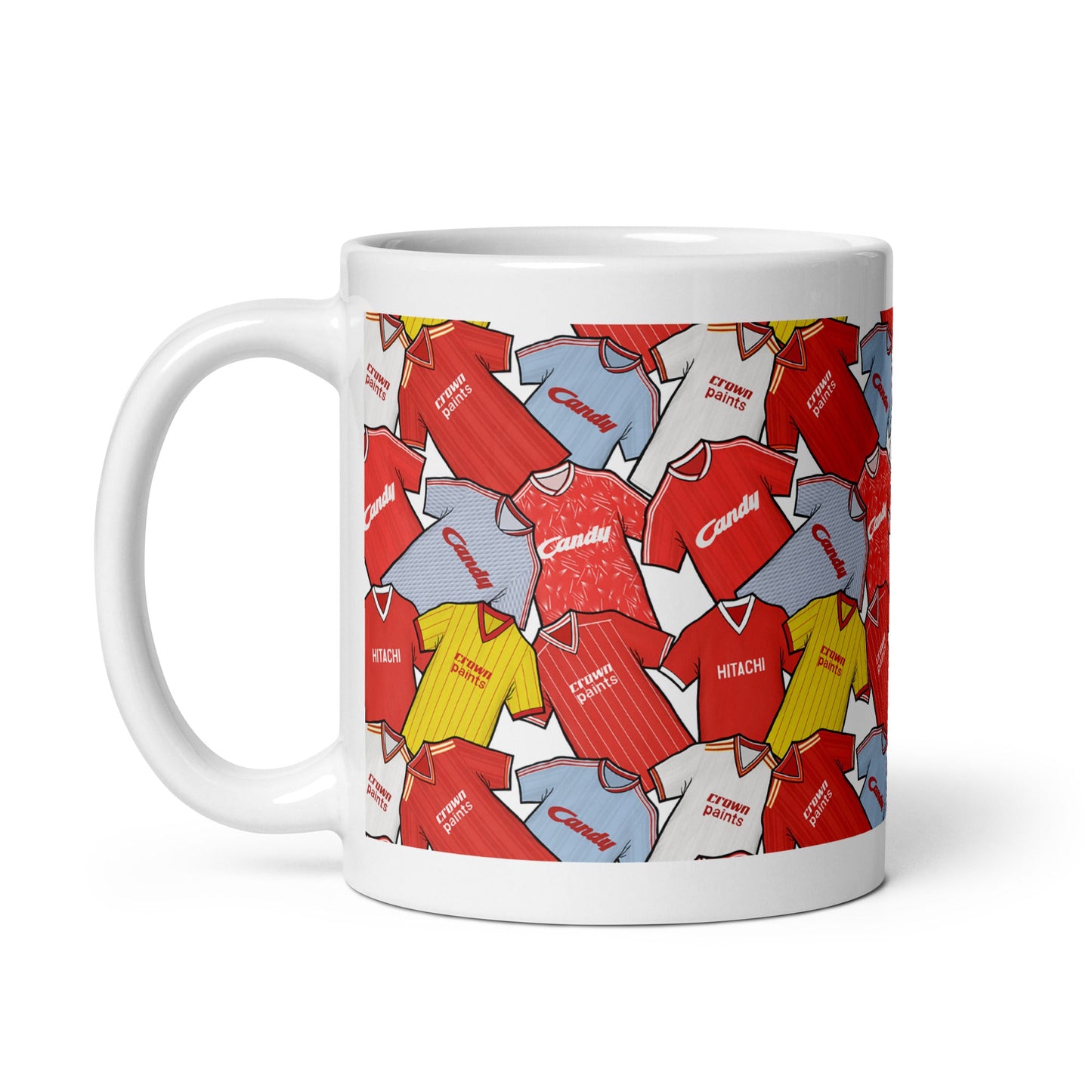 Liverpool Retro Shirts Collage Illustrated Ceramic Football Mug