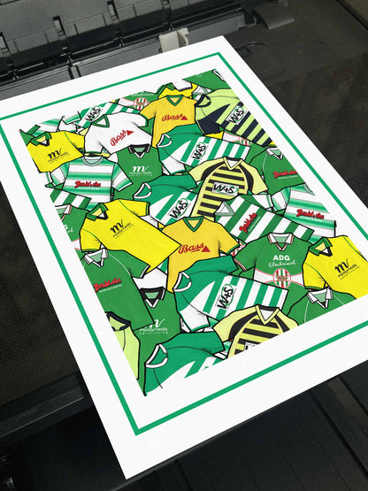 Yeovil Kit Collage Retro Shirts Football Print
